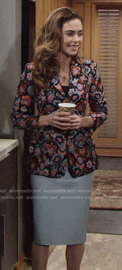 Victoria's floral blazer on The Young and the Restless