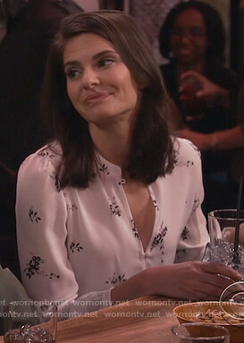 Leslie's white floral print button front blouse on Living Biblically