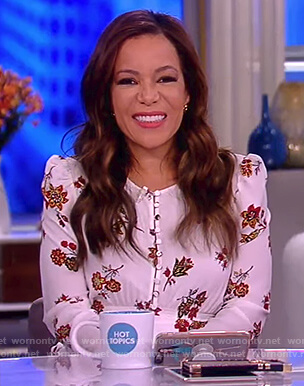 Sunny's white floral long sleeve dress on The View
