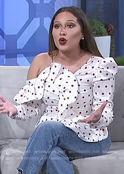 Adrienne's polka dot asymmetric top on The Real