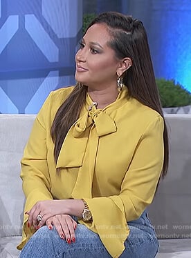 Adrienne's yellow neck tie top on The Real