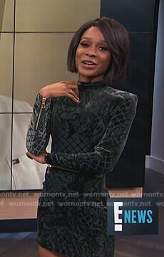 Zuri's green velvet mini dress on E! News