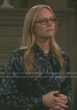 Abigail's black floral tie neck dress on Days of our Lives