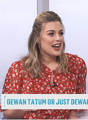 Carissa's red floral blouse on E! News Daily Pop