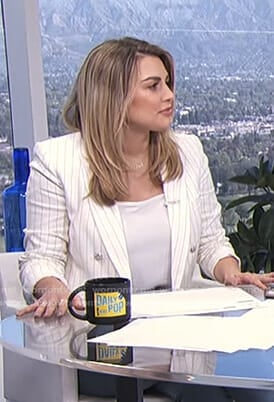 Carissa's white pinstripe blazer on E! News Daily Pop