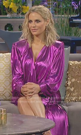 Dorit's metallic magenta draped dress on The Real Housewives of Beverly Hills