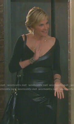 Eve's black leather panel sheath dress on Days of our Lives