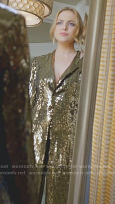 Fallon's sequin jacket and pants on Dynasty