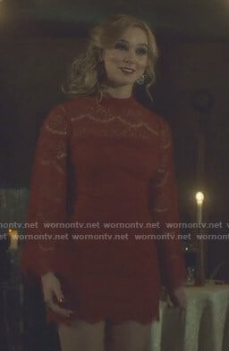 Heidi McKenzie's red lace mini dress on Shadowhunters