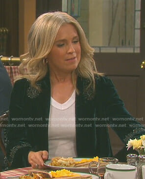 Jennifer's green embellished velvet jacket on Days of our Lives
