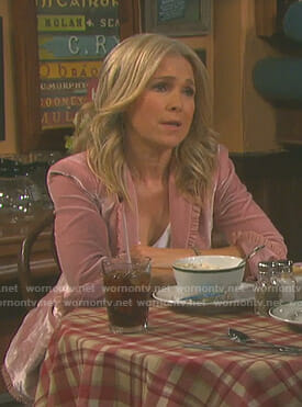 Jennifer's pink velvet ruffled jacket on Days of our Lives