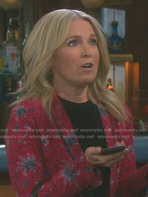 Jennifer's red floral blazer on Days of our Lives