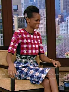 Letitia Wright's multi colored print dress on Live with Kelly and Ryan