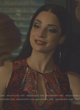 Lilith's red floral cutout dress on Shadowhunters