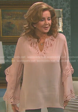 Maggie's pink eyelet blouse on Days of our Lives