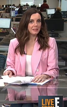 Melanie's pink double breasted blazer on Live from E!