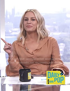 Morgan's orange linen shirt on E! News Daily Pop