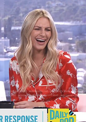Morgan's red floral pajama shirt on E! News Daily Pop