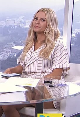 Morgan's white striped romper on E! News Daily Pop