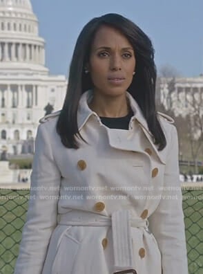 Olivia's white trench coat on Scandal