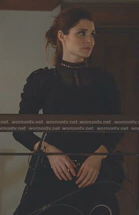 Rachel's black ruffled eyelet lace dress on UnReal
