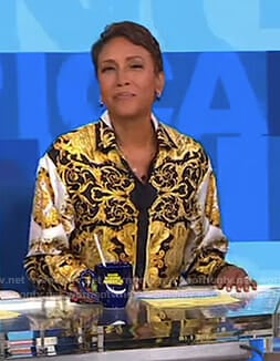 Robin's black and yellow printed shirt on Good Morning America