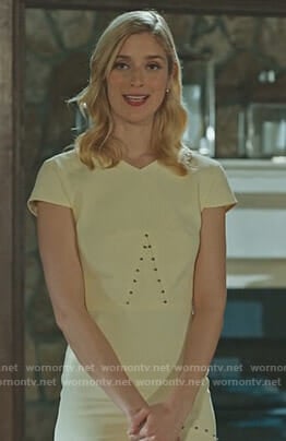 Serena's yellow cap sleeve dress with studs on UnReal