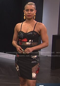 Sibley's black floral sheer inset dress on E! News