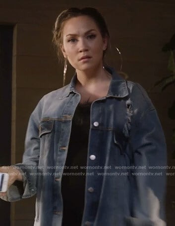 Star's distressed long denim jacket on Star