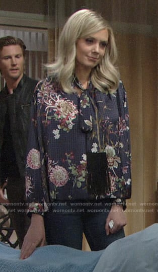 Abby's floral blouse with fringe on The Young and the Restless