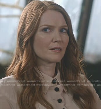 Abby's pink scalloped blouse on Scandal