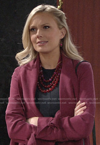 Abby's pink draped coat on The Young and the Restless