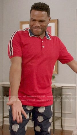Andre's red polo shirt on Black-ish