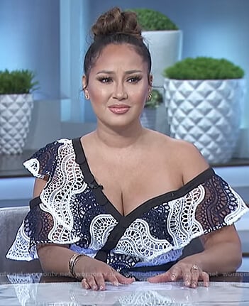 Adrienne's two tone one shoulder lace dress on The Real