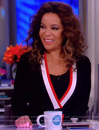 Sunny's black long sleeve wrap dress on The View