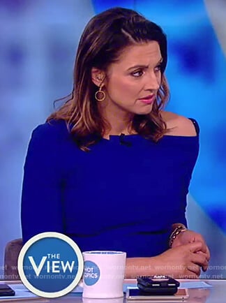 Paula's blue asymmetric neck dress on The View