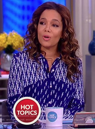 Sunny's blue lighting bolt print shirt on The View