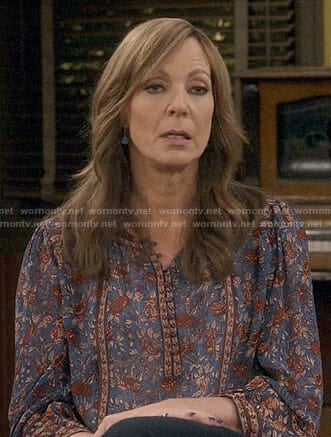 Bonnie's blue and red floral blouse on Mom