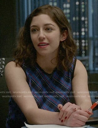 Cable's blue plaid top on Bull