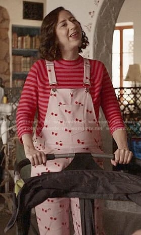 Carol's pink cherry print overalls on Last Man on Earth