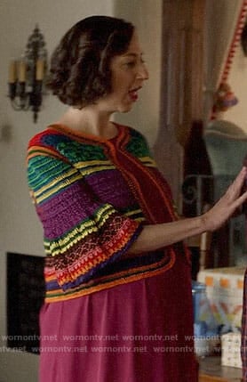 Carol's striped crochet cardigan on Last Man on Earth