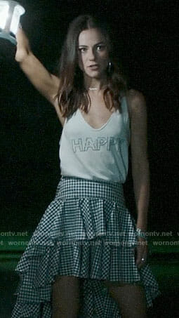 Princess Eleanor's HAPPY tank top and ruffled gingham skirt on The Royals