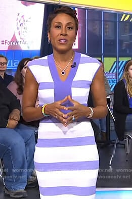 Robin's purple striped v-neck dress on Good Morning America