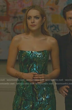 Fallon's sequin strapless dress on Dynasty