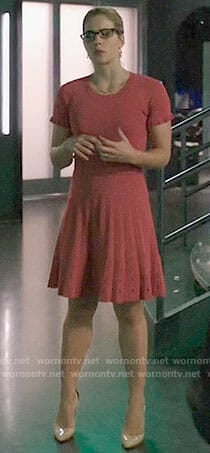 Felicity's pink short sleeved dress on Arrow