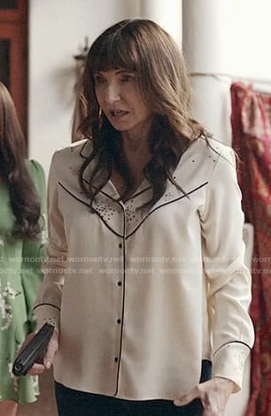 Gail's star print shirt with black trim on Last Man on Earth