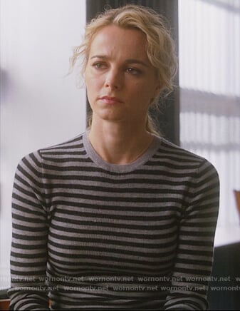 Lizzie's gray and black striped sweater on Instinct