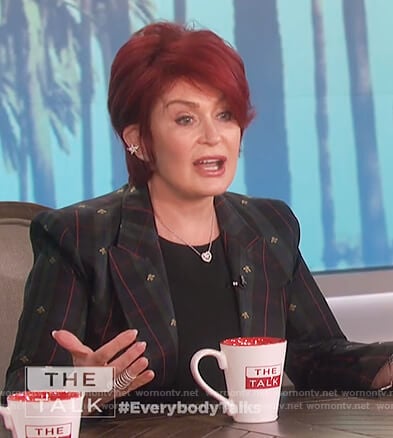 Sharon's green plaid blazer on The Talk