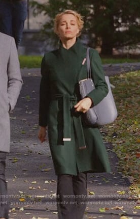 Lizzie's green wrap coat on Instinct