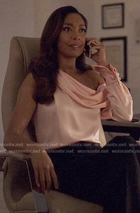 Jessica's pink one-shoulder blouse on Suits